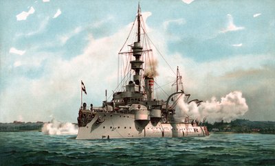 S.M. Coastal Battleship Odin in Salute by Hugo Graf