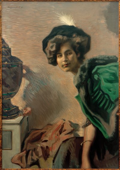 Portrait of a Woman (In the Green Dolman) by Hugo von Habermann