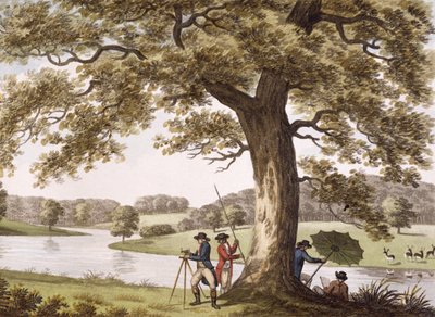 Humphrey Repton surveying with a Theodolite by Humphry Repton