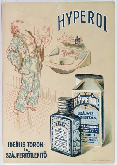 Advertisement for Hyperol mouthwash tablet, 1930 by Hungarian School