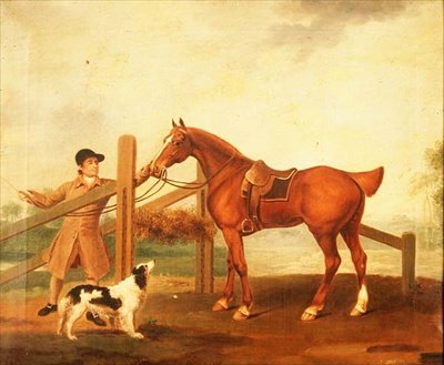 A Groom Leading a Bay Hunter by I. Moore