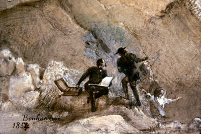 Ignace Francois Bonhomme painting outdoors by Ignace Francois Bonhomme