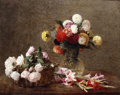 Dahlias by Ignace Henri Jean Fantin Latour