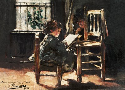 My son drawing by Ignacio Pinazo Camarlech