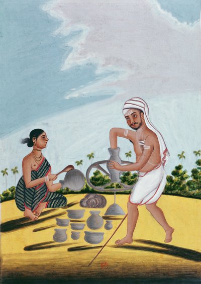 A Potter at Work by Indian School