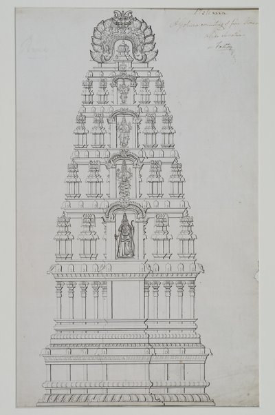 A five storey gopuram by Indian School