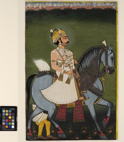 A thakur of Jhilai on horseback by Indian School