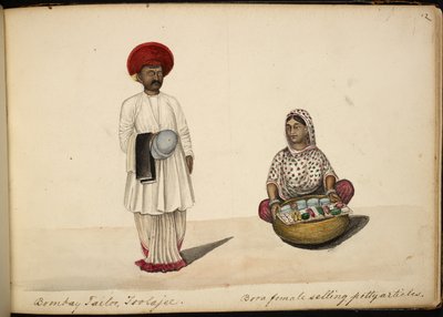 Bombay tailor; Bohori woman peddler by Indian School