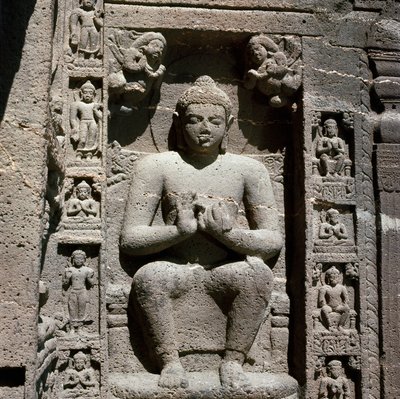 Buddha, Carved Statue in Cave 19 by Indian School