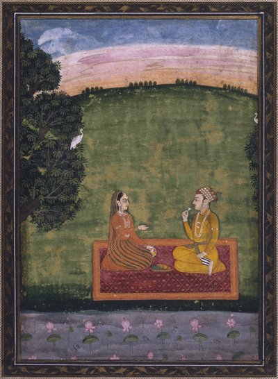 Couple in a landscape by Indian School