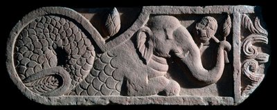 Fish tailed elephant (stone sculpture) by Indian School