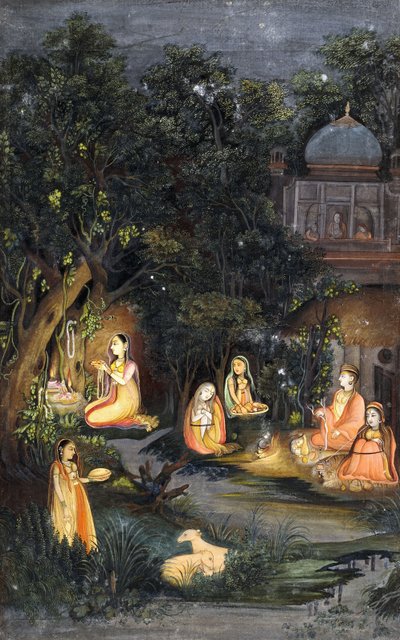 Nocturnal Worship and Feasting by Indian School