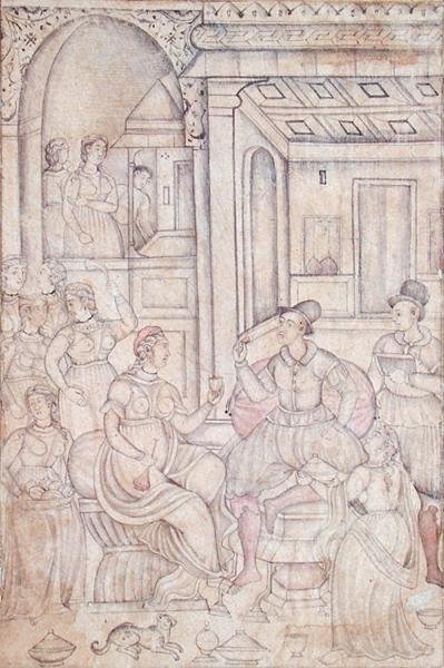 Portuguese sailors with Indian women by Indian School