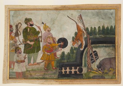 Rawat Gokul Das Inspects a Trapped Tiger by Indian School