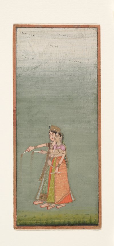 Two Court Ladies with Fireworks by Indian School