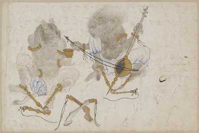 Two demons, fettered, 15th century by Iranian Master