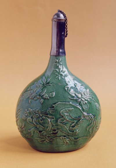 Green-glazed bottle, probably from Isfahan by Iranian School