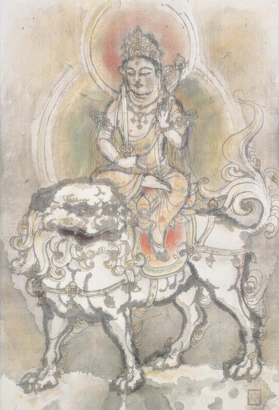 Irie Hako, Manjushri Sitting on a Lion by Irie Hako
