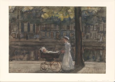 Maid with Pram on the Keizersgracht by Isaac Israels