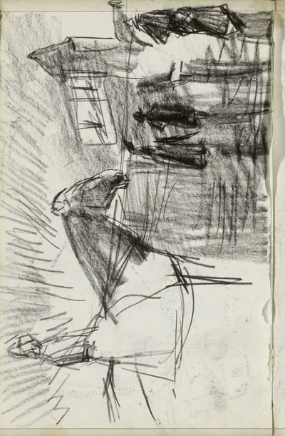 Rider and figures on the street by Isaac Israels