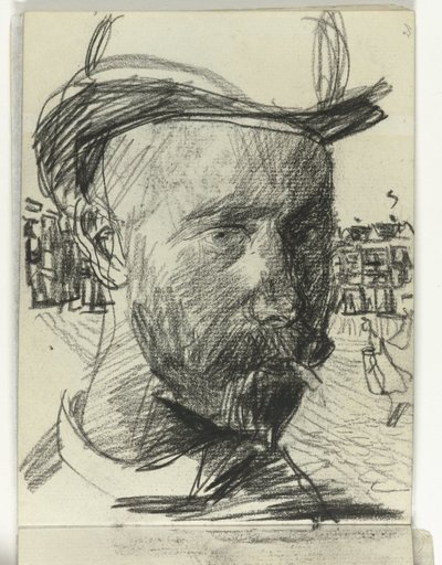 Self-Portrait of Isaac Israels, Smoking by Isaac Israels