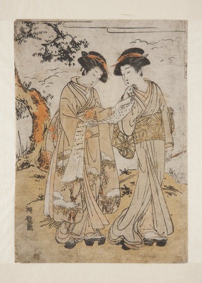 Two Women Reading Letter by Isoda Koryusai