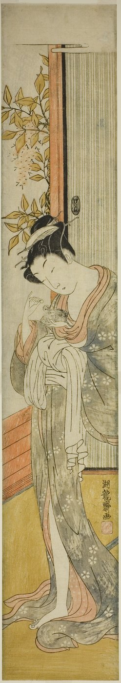 Young Woman Feeding a Rat by Isoda Koryusai