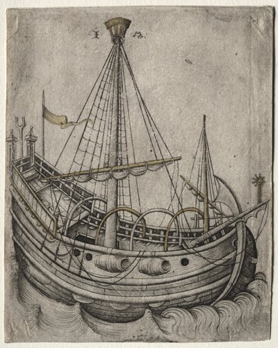 A Ship Moving Toward the Right by Israhel van Meckenem