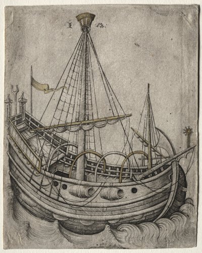 A Ship Moving Toward the Right by Israhel van Meckenem