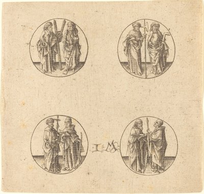 Eight Apostles in Four Roundels by Israhel van Meckenem