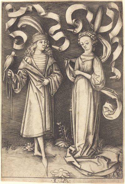 The Falconer and Noble Lady by Israhel van Meckenem
