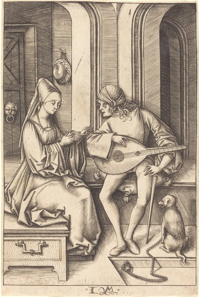 The Lute Player and the Singer by Israhel van Meckenem