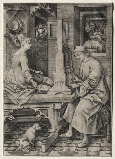 The Organ Player and His Wife by Israhel van Meckenem