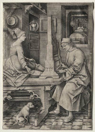 The Organ Player and His Wife by Israhel van Meckenem