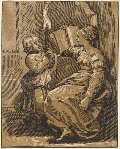 Sibyl Reading by Italian 16th Century, after Ugo da Carpi, after Raphael