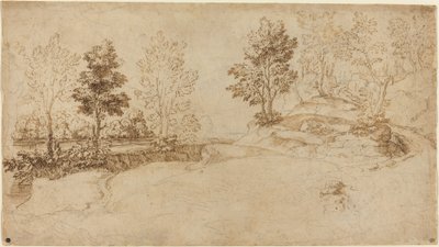 River Landscape by Italian 17th Century