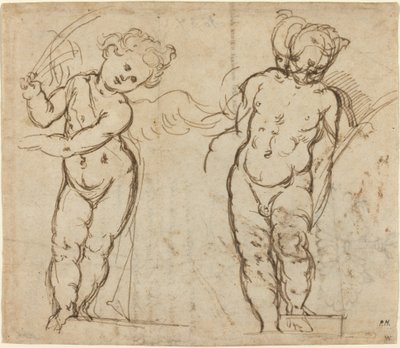 Two Standing Putti by Italian 17th Century
