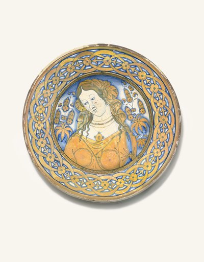 A Deruta Bella Donna Charger, c.1500-30 by Italian School