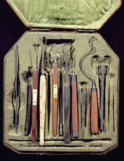 Box of ophthalmic instruments by Italian School