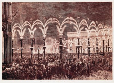 Gas lighting in Cathedral Square in Milan by Italian School