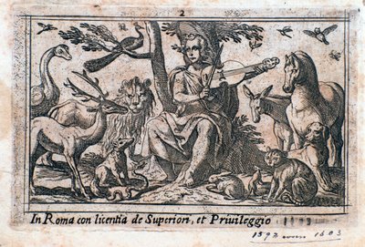 Orpheus playing among animals by Italian School