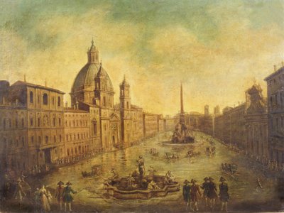 Piazza Navona Flooded by Italian School