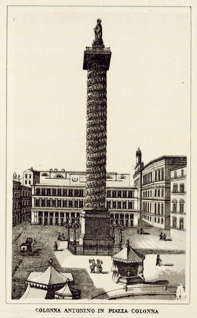 Rome: Column of Antoninus in Piazza Colonna by Italian School