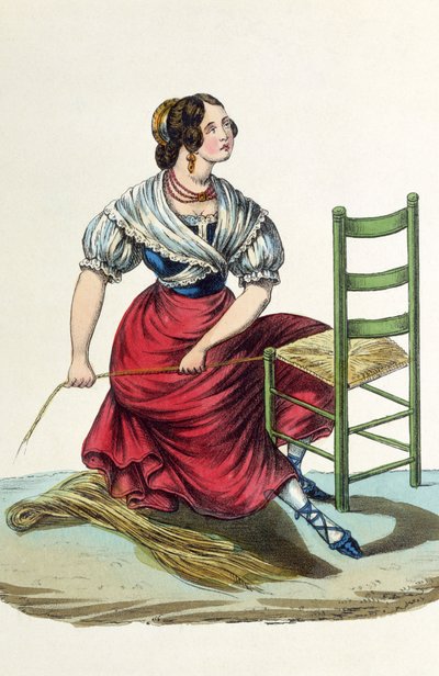 Straw chair maker by Italian School