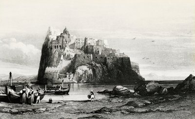 View of Ischia Island, engraving, Italy by Italian School