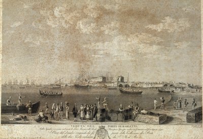 View of port of Barletta by Italian School