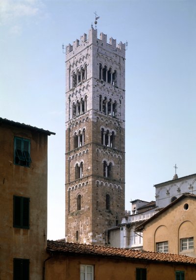 View of the bell tower by Italian School