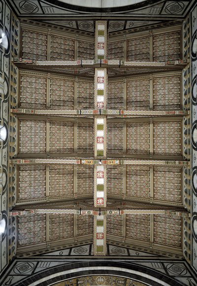 View of the Wooden Beam Ceiling by Italian School