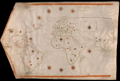 World map on vellum, c.1540 by Italian School