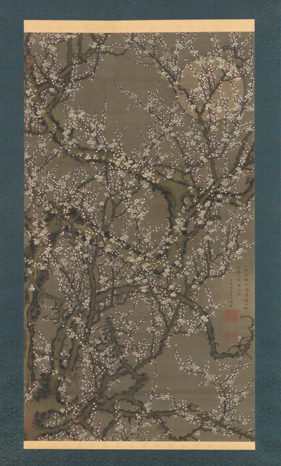 White Plum Blossoms and Moon by Ito Jakuchu